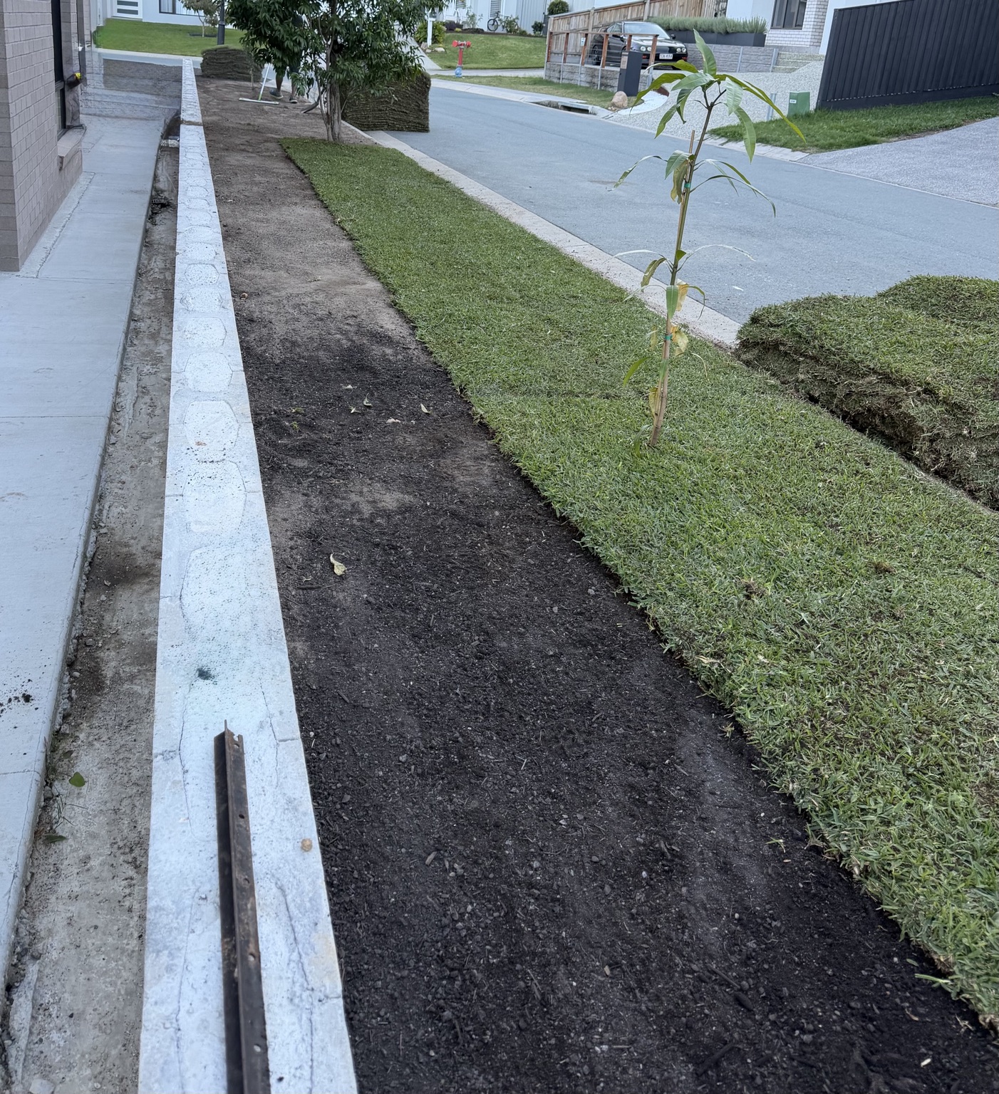 Turf laying in progress